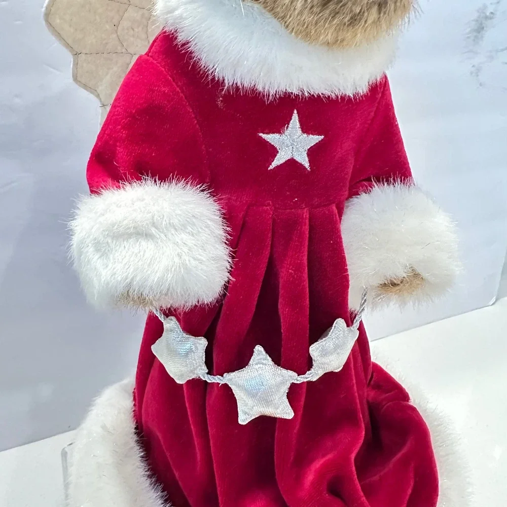 Vintage Boyds‎ Bears Christmas Angel Bear Tree Topper Red Velvet Stars Plush